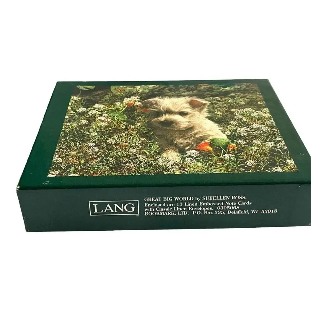 NEW Lang Westie Terrier Dog 13 Linen Embossed Blank Card Set Thank You Any Occas